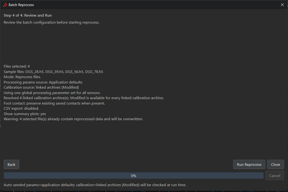 Figure 11: Batch Process export and review step for confirming output and run settings.