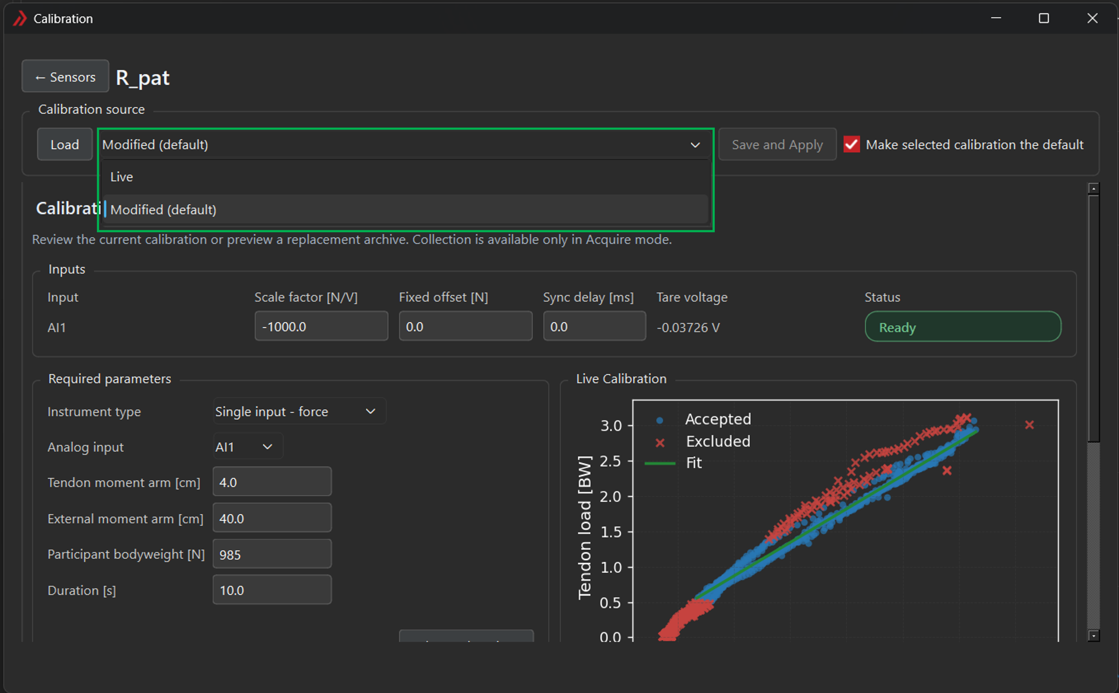 Figure 6: Process Mode calibration workspace.